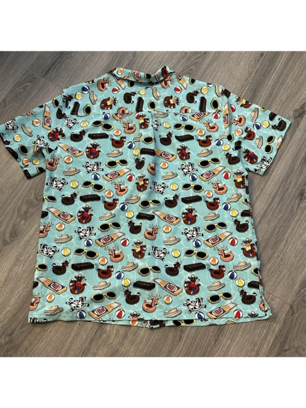 Cinch Shirt Mens L Blue Cowboy Western Pool Float Graphic Button Up Summer - Picture 2 of 9
